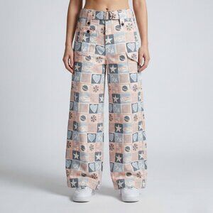 Miu Miu Resort 2017 Patchwork Wide Leg Jeans Rave 90s Size IT 36 US 0 NEW NWT